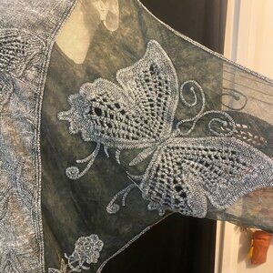 Violet Ruby Butterfly Wing Blouse Charcoal Grey Small